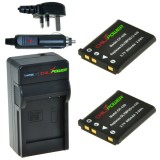 ChiliPower 2 x Li-40B / Li-42B batteries pour Olympus - kit chargeur + chargeur voiture - version UK
