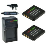 ChiliPower 2 x NP-50 accus pour Fujifilm - Kit chargeur + chargeur voiture - Version UK