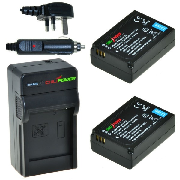 ChiliPower 2 x BP1030 accus pour Samsung - kit chargeur + chargeur voiture - version UK