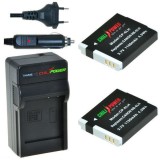 2 batteries NB-6LH pour Canon avec chargeur et chargeur auto - ChiliPower original