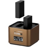 Hähnel ProCube2 - Chargeur double professionnel pour Olympus BLN-1, BLS-5, BLH-1 avec port USB et adaptateurs universels