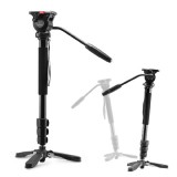 Nest NT-329M monopod vidéo avec base 3 pieds et tête panoramique 360°, hauteur 145 cm