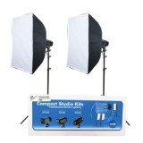 Falcon Eyes Studioflitsset SSK-2250D - set complet avec 2 flashs de studio, softboxes 50x75cm et accessoires pour photographie de portrait et produit