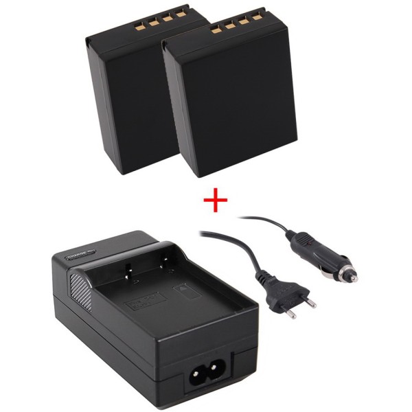 Lot de 2 batteries pour appareil photo compatibles avec Olympus BLH-1 + chargeur