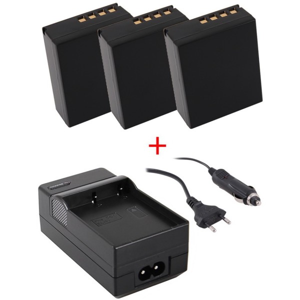 3 batteries d'appareil photo compatibles BLH-1 pour Olympus avec chargeur