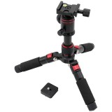 Caruba Tafelstatief Compactstar51 - Trépied de table et de voyage ultra-compact en aluminium avec rotule sphérique - Noir-Rouge
