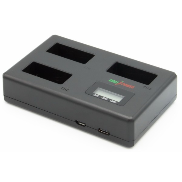 ChiliPower Canon LP-E17 chargeur triple - charge 3 batteries, aussi simultanément