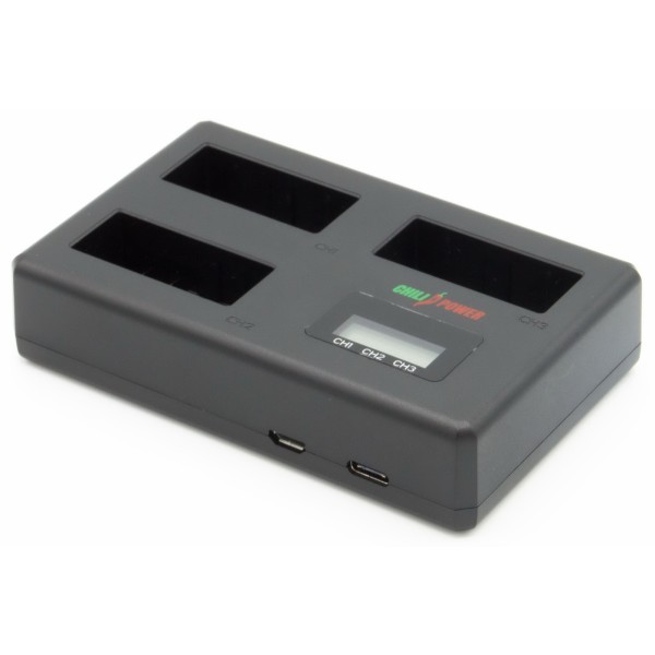 ChiliPower Canon LP-E8 chargeur triple - charge 3 batteries, simultanément ou séparément