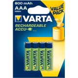 Varta piles AAA rechargeables 800mAh - pack de 4 piles NiMH sans effet mémoire