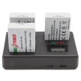 ChiliPower Canon LP-E8 kit deluxe - 3 batteries + chargeur triple pour charger 3 batteries simultanément