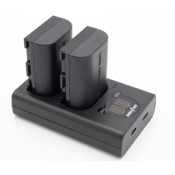 ChiliPower LP-E6N Canon USB Duo Kit - set d'accus pour appareil photo avec chargeur double USB