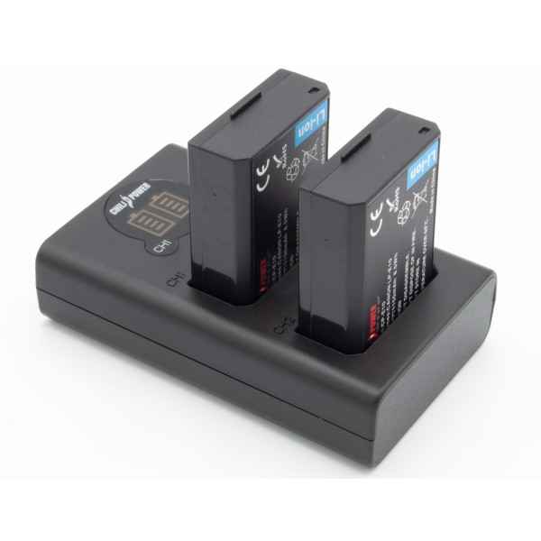 ChiliPower LP-E10 Canon USB Duo Kit - ensemble de batteries avec chargeur double USB