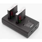 ChiliPower NB-6L Canon USB Duo Kit - ensemble d'accus pour appareil photo avec chargeur double USB