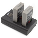 ChiliPower BLS-5 Olympus USB Duo Kit - ensemble de batteries pour appareil photo avec chargeur double USB