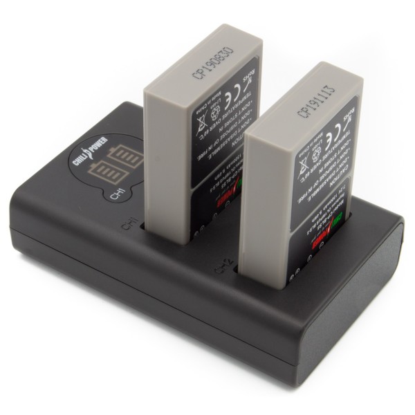 ChiliPower BLS-5 Olympus USB Duo Kit - ensemble de batteries pour appareil photo avec chargeur double USB