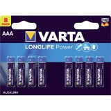 8 piles AAA alcalines Varta LongLife Power haute performance pour appareils énergivores