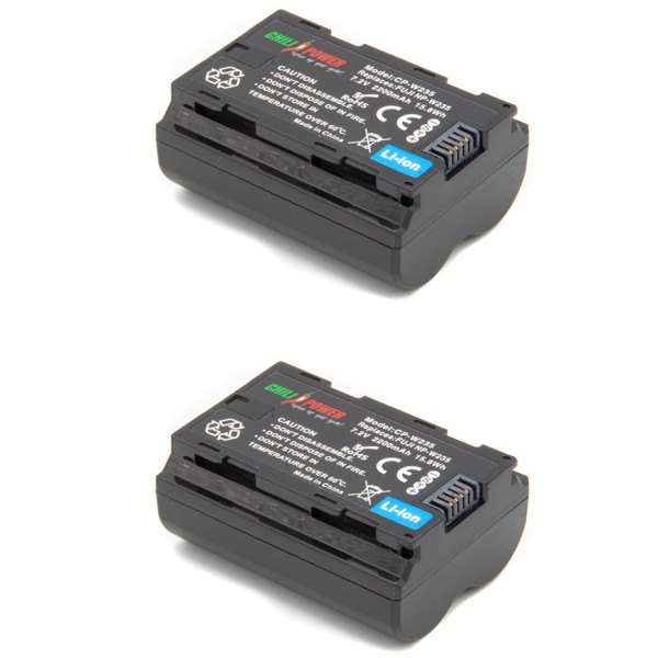 ChiliPower Fujifilm NP-W235 batterie 2200mAh - pack de 2 batteries rechargeables compatibles