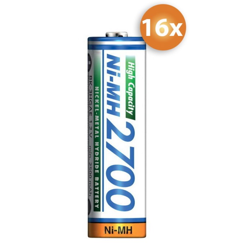 Pak van 16 x AA Panasonic batterijen - 2700mAh