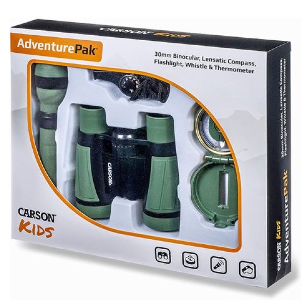 Carson Kids Outdoor AdventurePack - kit d'exploration complet avec jumelles, lampe torche, boussole et sifflet pour jeunes aventuriers