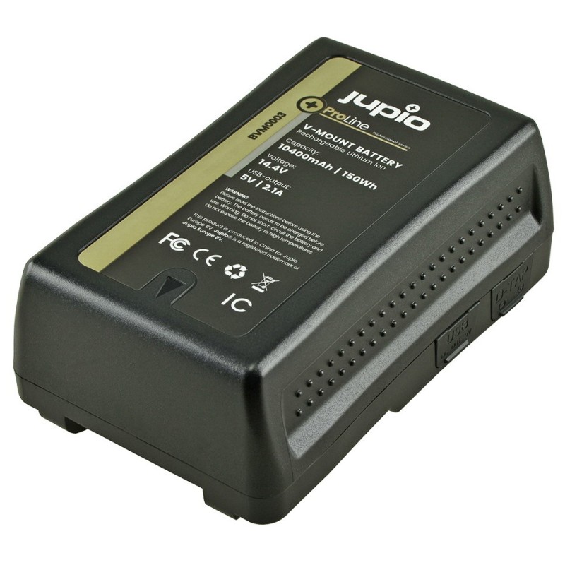 Jupio V-Mount ProLine accu met LED indicator - 10400mAh/150Wh - D-Tap en USB 5V DC Output