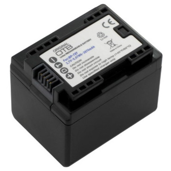 Batterie caméra BP-727 compatible avec Canon, lithium-ion 2400mAh