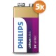 Lot de 5 piles lithium Philips 9V pour détecteurs de fumée - Image 1