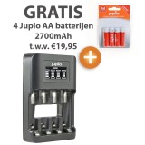 Chargeur ultra-rapide USB Jupio 4 slots AA/AAA avec 4 piles AA 2700mAh gratuites
