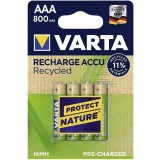 Varta AAA piles rechargeables recyclées - 800mAh - préchargées - pack de 4