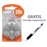 Rayovac pack économique piles pour appareils auditifs - Type 13 (orange) - 20 x 6 pièces + stylo magnétique gratuit