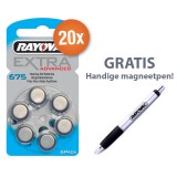 Rayovac pack économique piles pour appareils auditifs type 675 (bleu) 20 x 6 pièces avec stylo magnétique gratuit