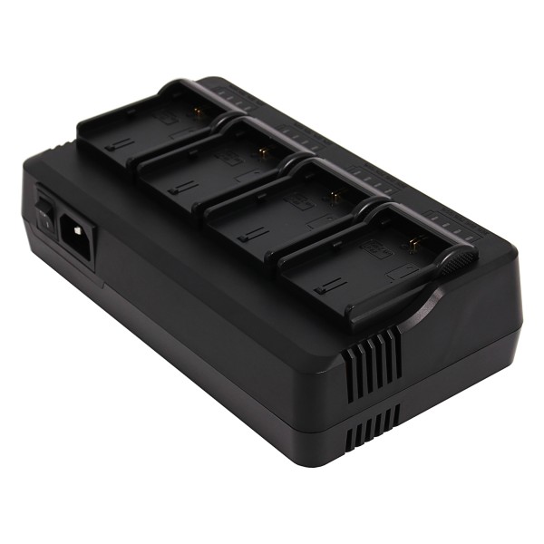 Chargeur professionnel pour 4 batteries compatible avec Canon LP-E6, LP-E6N, LP-E6P