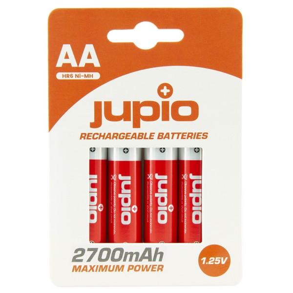 Jupio piles rechargeables AA 2700mAh NiMH haute capacité - pack de 4