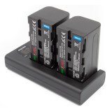 ChiliPower NP-F750 Sony USB Duo Kit - Ensemble de batteries pour caméra avec chargeur double USB