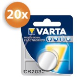 Varta CR2032 pile bouton lithium 3V 230mAh - pack économique de 20 pièces