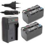 ChiliPower 2 x NP-F750 batteries pour Sony - avec chargeur et chargeur voiture