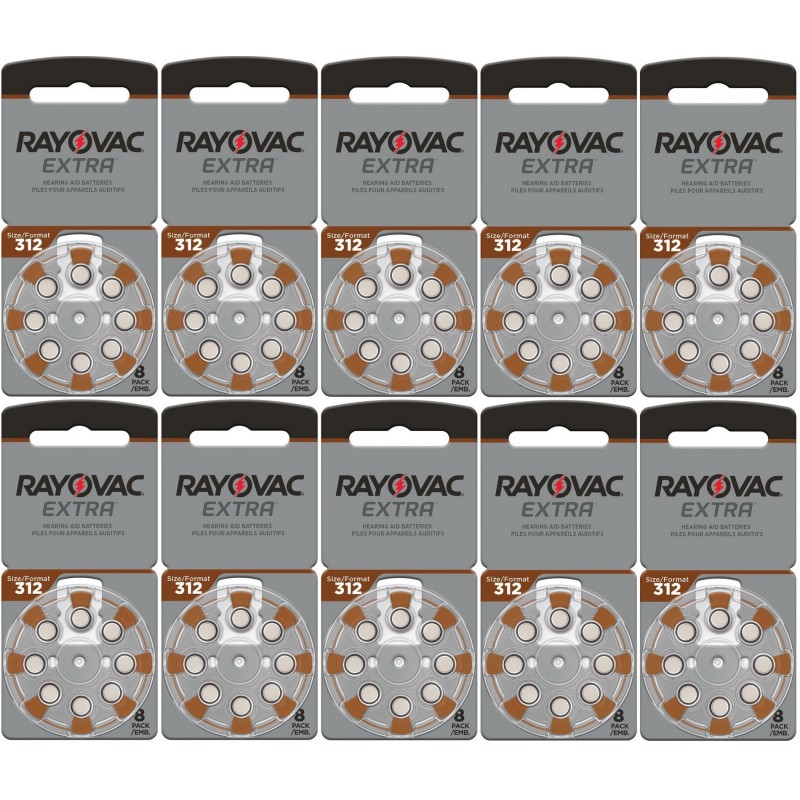 Rayovac gehoorapparaat batterijen Type 312 (bruin) - 10 x 8 stuks