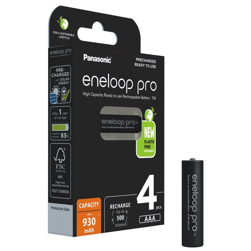 4 x AAA Panasonic Eneloop Pro batterijen - 930mAh