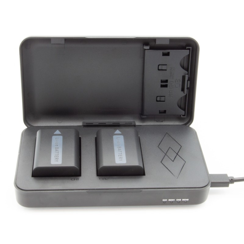 ChiliPower Powercase voor Sony NP-FW50 - Duo lader, powerbank en bewaarcase in 1