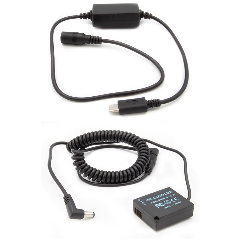 Dummy accu USB-C adapterset DMW-DCC11 accutype Panasonic DMW-BLE9 en DMW-BLG10